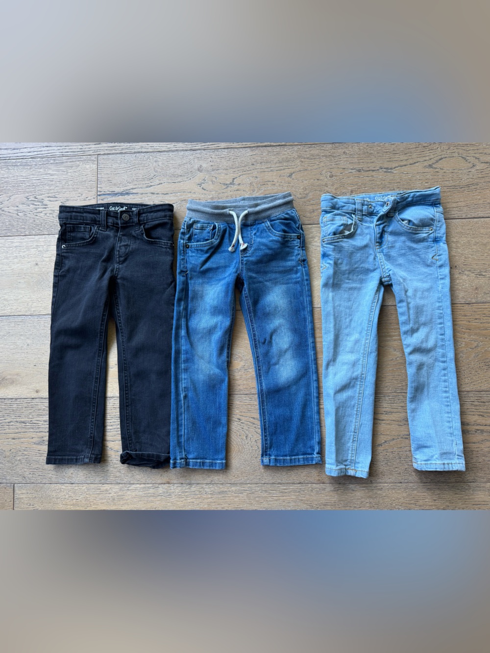 Cat & Jack Kids' Jeans Trio - Black, Medium Blue, Light Blue